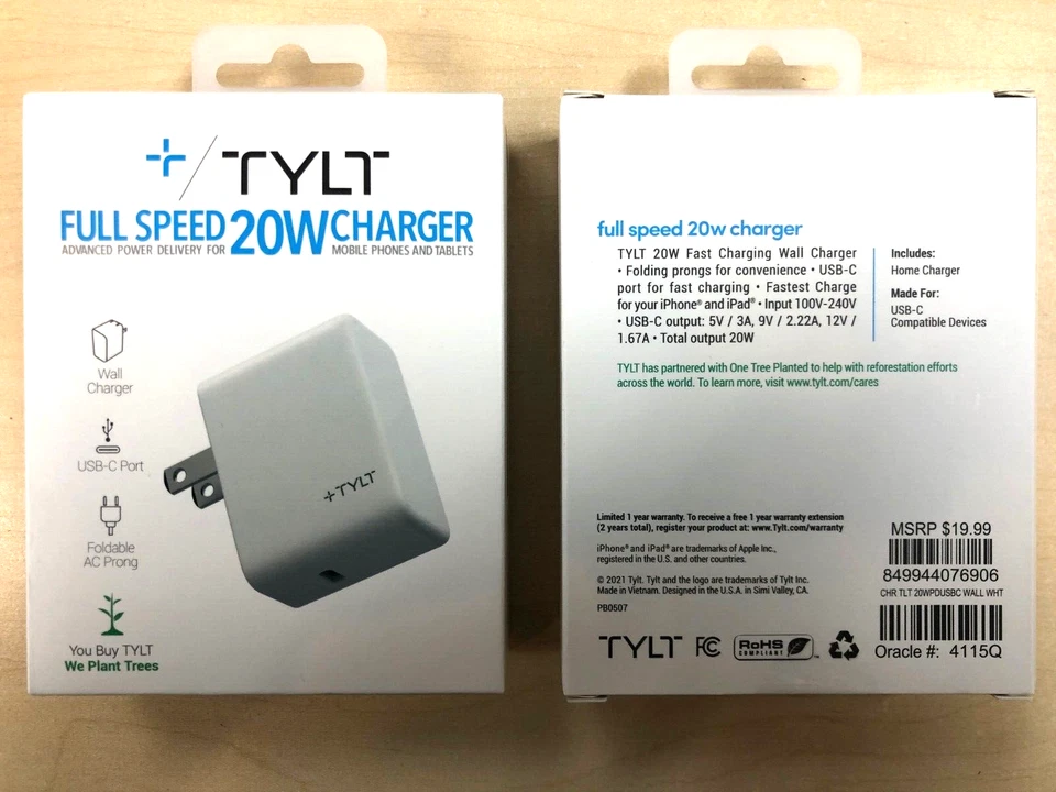 TYLT Full Speed 20W USB-C  TYPE C Fast Wall Charger Adapter - TYPE C - Image 1 of 3