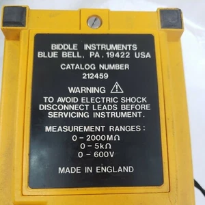 Biddle 212459 Megger Insulation Tester W/ Case 2 sets Leads-Batteries-Tested - Picture 1 of 4