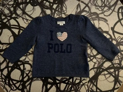 Polo Ralph Lauren 18m 24m I ❤️ Polo Suéter Pullover Lana Azul Marino Foto 1 de 2