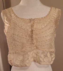 Top corto transparente Ecote Boho/Hada con cinta bordado panel frontal talla M/L - Imagen 1 de 11