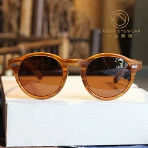 Vintage round brown polarized sunglasses johnny depp glasses brown sunglasses - Picture 1 of 4