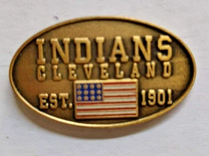 Cleveland Indians Est. 1901 American Flag Oval Lapel Hat Pin Guardians - Picture 1 of 1