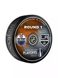 2022 Stanley Cup Playoffs Dueling Puck Los Angeles Kings Edmonton Oilers - Bild 1 von 2
