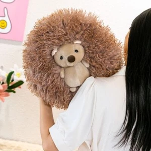Solid Color Hedgehog Plush Pillow Fluffy Animal Stuff Doll Birthday - Picture 1 of 15