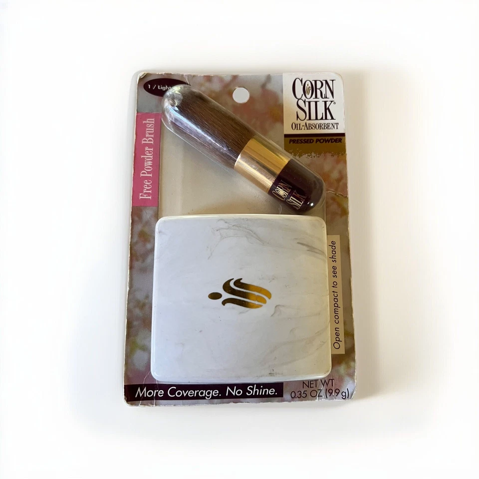 CORN SILK OIL ABSORBENT PRESSED POWDER~#1/Light Tones & Free Brush -Vintage NEW! - Image 1 of 4
