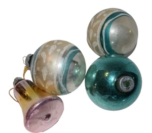 4 Ornamenti Vintage MCM Brite Lucido 1 Campana 2 Glitter 1 Plain - Foto 1 di 2