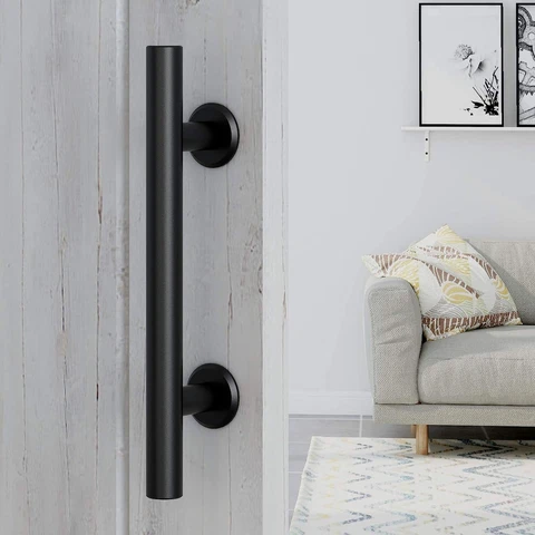 12" Rustic Iron Sliding Barn Door Handle Pull and Flush Garage Gate Hardware Set Cover
