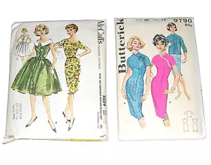 2 1960's Dress Patterns Size 16 McCall's 5039 (Cut) and Butterick 9790 (Uncut) - Picture 1 of 2