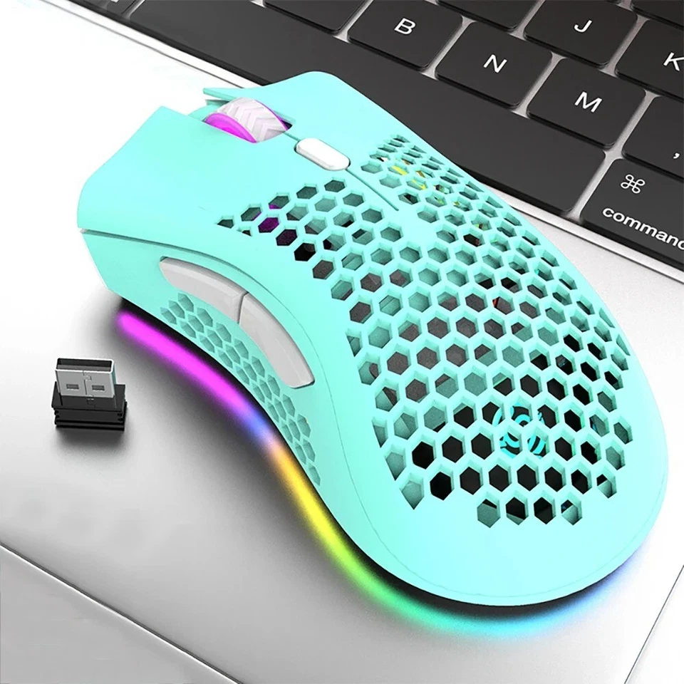 BM600 Rechargeable Gaming Mouse USB 2.4G Wireless RGB Light Honeycomb Gaming Mou - Image 1 of 4
