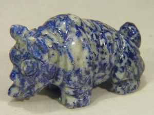 MA Originale 49g Lapislazzuli Lapidario Intagliato Rinoceronte Figura Scultura 6082E - Foto 1 di 2