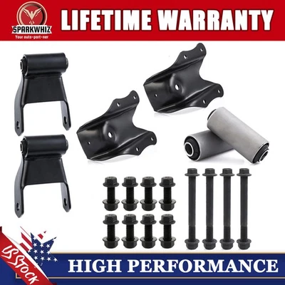 NEW Rear Leaf Spring Shackle Bracket Hanger Kit for Ford F150 F250 F350 Bronco Foto 1 de 4