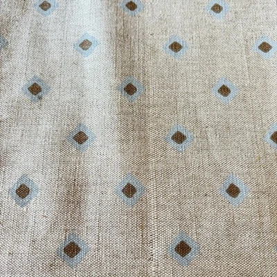 Vtg Hannett Morrow Handprint Diamond Fabric Cotton& Linen Weave 3 yds x 52" 1979 - Image 1 of 4
