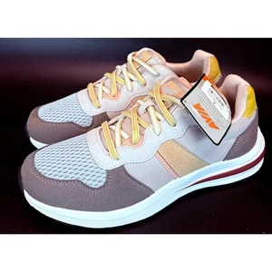 Avia Womens Retro Sneakers size 8 Grey tan white running walking Memory Foam - Picture 1 of 9