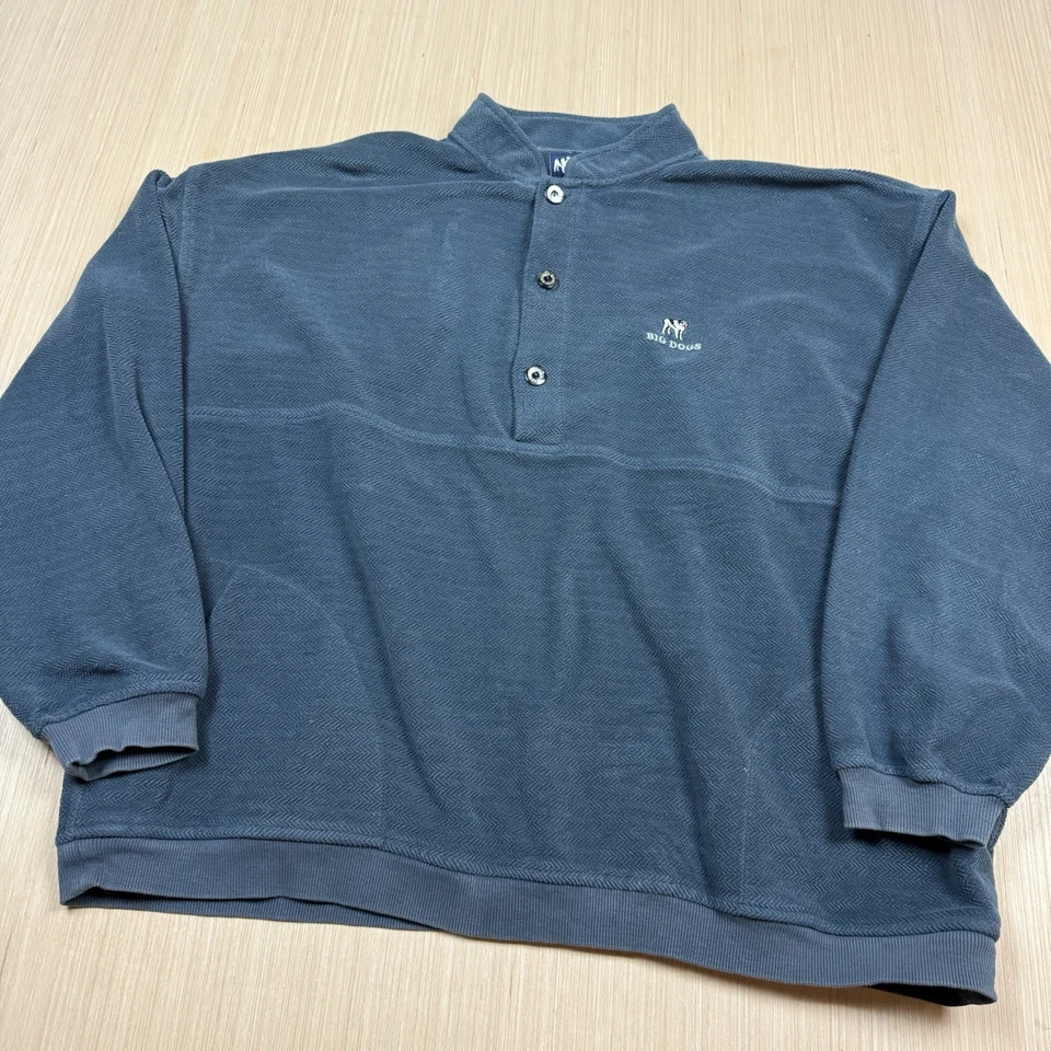 Vintage Big Dogs Sweatshirt Mens 2X 2XL Henley Grunge Minimalist 90s Heavy - Image 1 of 4