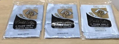 Lote De Colección 3 Fundas de Almohada Sedosas Dormir Nupcial Satén Estándar 21" x 27" Azul Nuevo de Lote Antiguo Foto 1 de 4