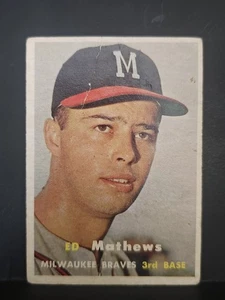 1957 Topps #250 Eddie Mathews HOF BRAVES - Picture 1 of 2