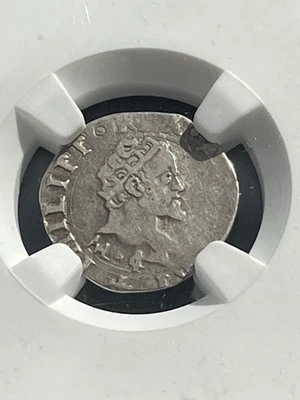 ITALY: Naples Great King Philip II of Spain 1554-1556 Silver 1/2 Carlino NGC cer - Image 1 of 4