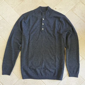 The Normal Brand Men’s XL Pullover Sweater Charcoal Grey Knit Henley Roll Hem   - Picture 1 of 10