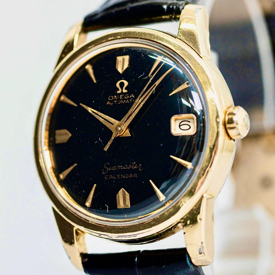 *No Tariffs* Vintage 1956 OMEGA Seamaster Calendar Cal.503 Auto Black 34mm Men's - Image 1 of 4