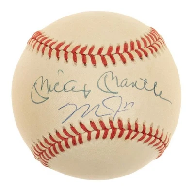 Mickey Mantle Mike Trout Signed American League Baseball JSA Z95954 - Image 1 of 3
