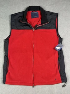 Chaleco Nautica Cuello Soporte Forrado de Vellón Cremallera Bolsillos Frontales Rojo Grande NUEVO - Imagen 1 de 5