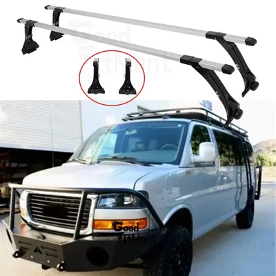 63" 130LB Roof Rack Cross Bar Cargo Van For GMC Savana 1500 2500 3500 4500 03-25 Foto 1 de 4