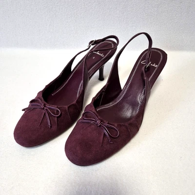 Clarks Ladies Slingback Shoes Purple Suede & Leather Finnish Size UK 6 Boxed. - Image 1 of 4