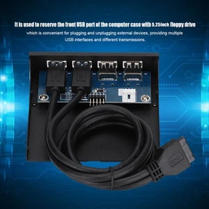 2 Port USB3.0 + 2 Port USB2.0 Hub Erweiterung Diskettenlaufwerk Frontblende KUI - Afbeelding 1 van 12