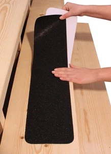 6"x30" Non-Slip Stair Treads Outdoor Tape - Black Anti-Slip Strips - Picture 1 of 7