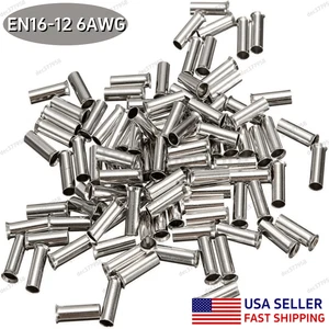 50-200pcs Gauge 6AWG Uninsulated Wire Connectors Crimp Ferrules Terminal EN16-12 - Picture 1 of 4