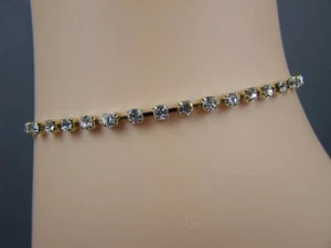 Gold tone clear crystal adjustable 6" - 9.5" anklet ankle bracelet - Picture 1 of 4