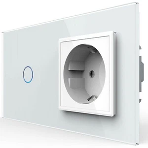 LIVOLO Tasterschalter und Steckdose Glasrahmen VL-C701B/C7C1EU-11-A Weiß - Bild 1 von 7