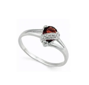3/4 kt Perser Roter Granat & Diamant Sterlingsilber Ring 925 Schmuck Größe 7 - Bild 1 von 4
