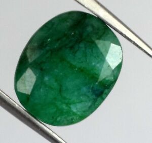 Colombian Treated Green Emerald Gemstone Oval 8.45 Ct Certified B24596 AAA Grade