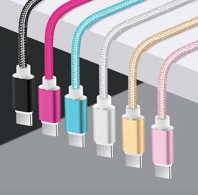 TRENDYSAVERS Heavy Duty USB Type C Charging Cable Braided Fast Phone Charger Long Lead 1M 2M