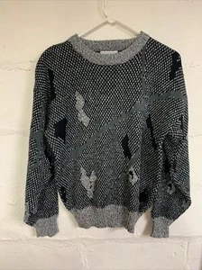 Vintage Nuovo New Forces Sweater Small Black And Gray - Picture 1 of 3