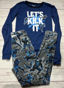 The Children’s Place Boys 16 Blue Let’s Kick It 2 Piece Snug Fit Cotton Pajamas - Picture 1 of 7