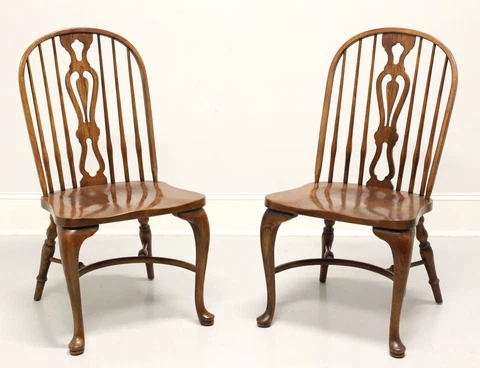 DREXEL HERITAGE Oak Windsor Dining Side Chairs - Pair B Cover