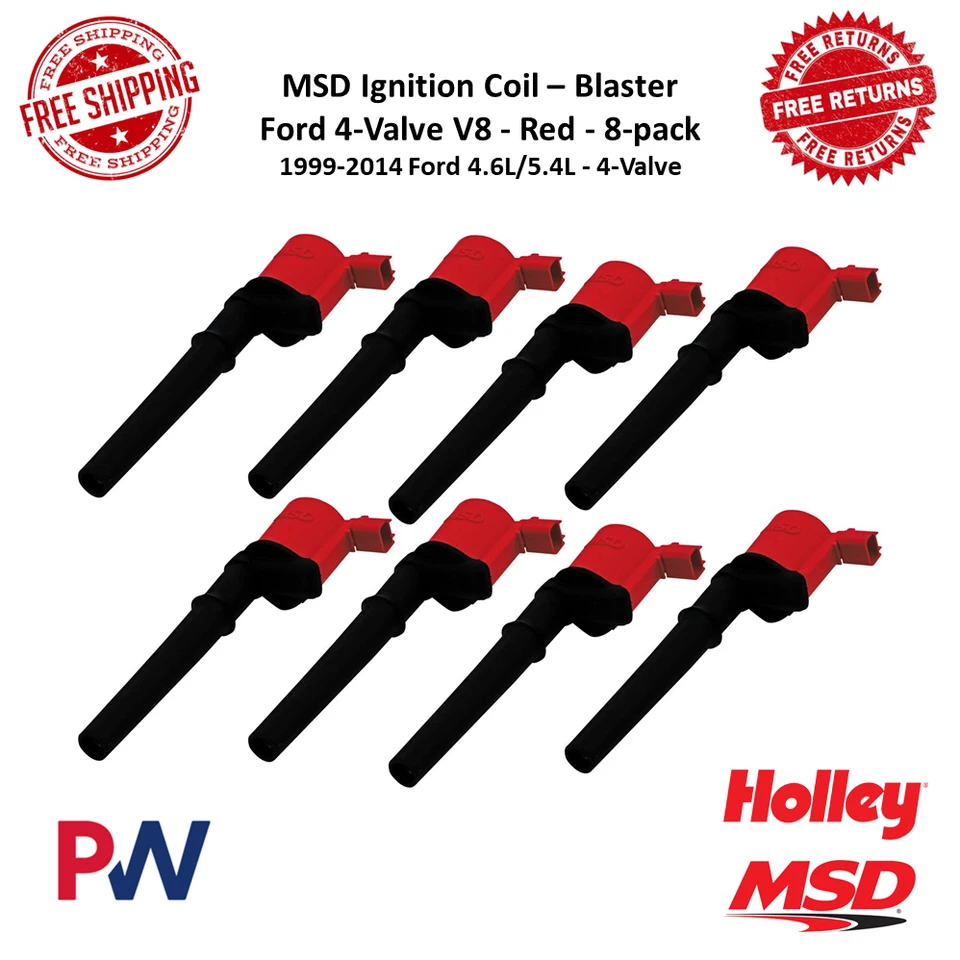 Paquete de 8 bobinas de encendido MSD rojas para 99-04 Lincoln Continental, Ford Mustang Foto 1 de 4