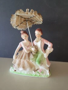 Viktorianisches Barock Paar handbemalte Porzellan Figur Vintage - Bild 1 von 7