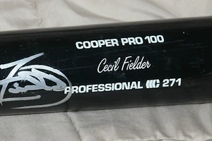 SIGNED DETROIT TIGERS CECIL FIELDER COOPER PRO 100 GAME-USED BAT JSA COA - Picture 1 of 5