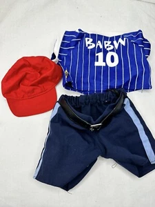 Build-a-Bear uniforme sportiva 3 pezzi in ottime condizioni abbigliamento sportivo sportivo blu cappello bianco - Foto 1 di 5