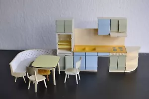 Crailsheimer Küchenmöbel Puppenmöbel Küchenzeile Eckbank Tisch Kühlschrank 60er - Bild 1 von 16