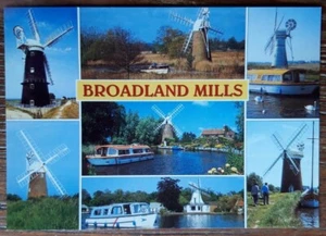 Salmon postcard - BROADLAND MILLS, Norfolk Broads, Wind Mills - Picture 1 of 2