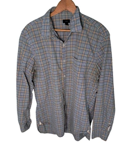J. Crew Herren Large blau orange kariert Langarm Hemd Knopfleiste Arbeitskragen - Bild 1 von 10