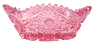 Imperial Glass Bowl #503 Pink Oval Serving Small Hobstars Fans Vintage - Picture 1 of 7