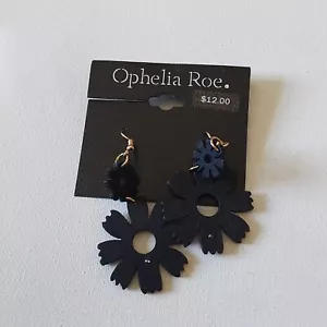 Orecchini Ophelia Roe Primavera Moda Legno Nero Fiore Leggeri - Foto 1 di 3