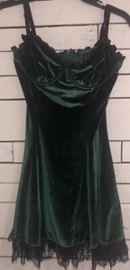 Vintage Witwe grün / schwarz Nachthemd Nachthemd Pyjama Negligee Gr. S - Bild 1 von 3