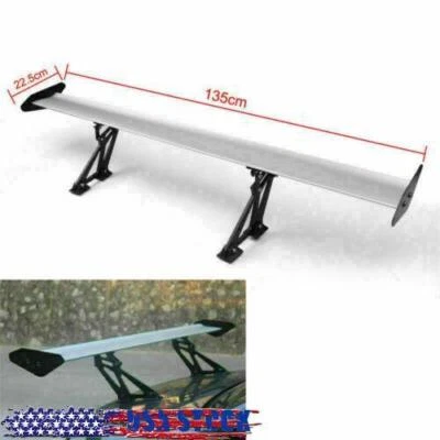 Universal Sedan Aluminum GT Rear Trunk Wing Racing Spoiler Silver  .. Foto 1 de 4