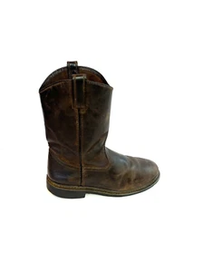 BRAZOS Brown Leather Pull On Slip Resistant Work Boots Men Size 10 E - Picture 1 of 17